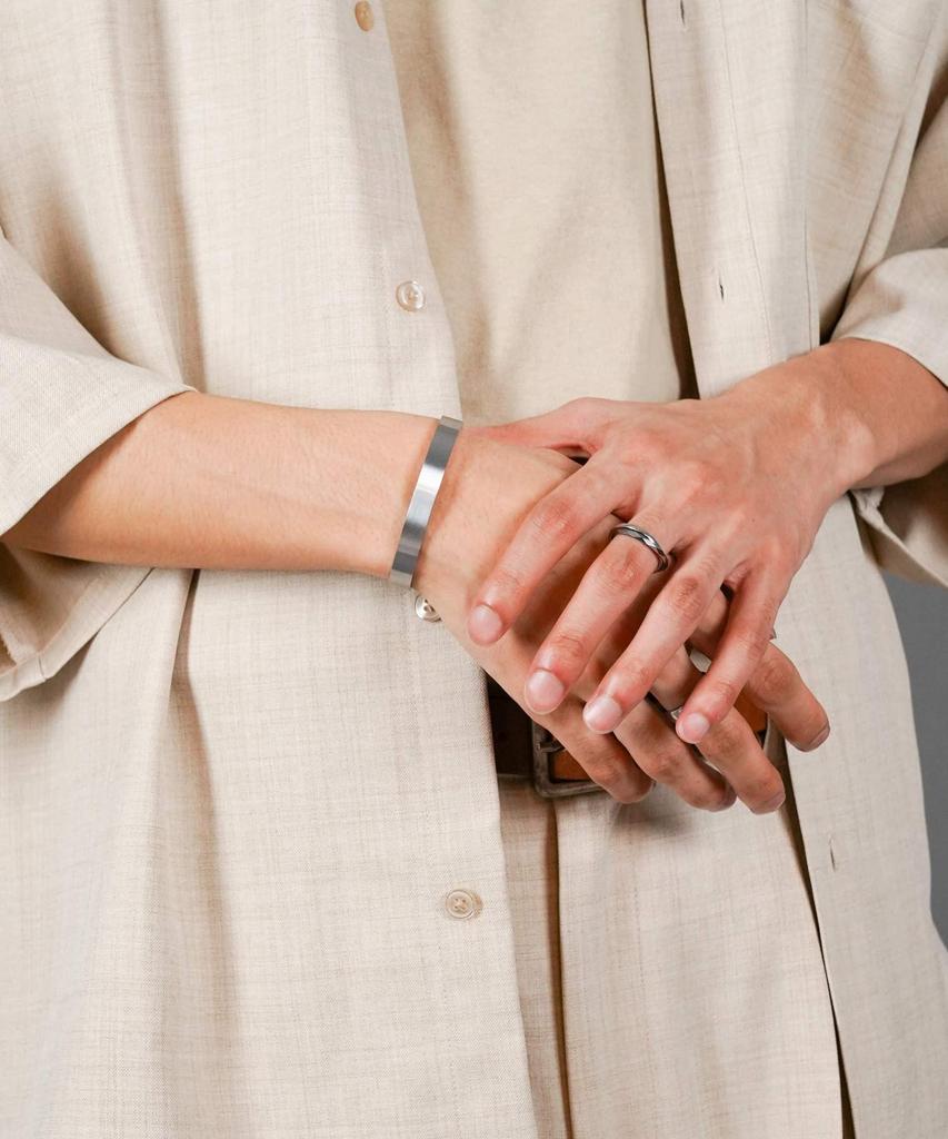 Bracelet Bangle Wide Straight Bangle Surgical Stainless Steel 316L Directly Managed [Lion Heart] Men's LH-1 (With Pouch)