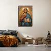 Monastery Icons Jesus Christ The Teacher Poster Canvas Wall Art HD Print Modern Home Office Living Room Bedroom Decor (08x12inch Framed)
