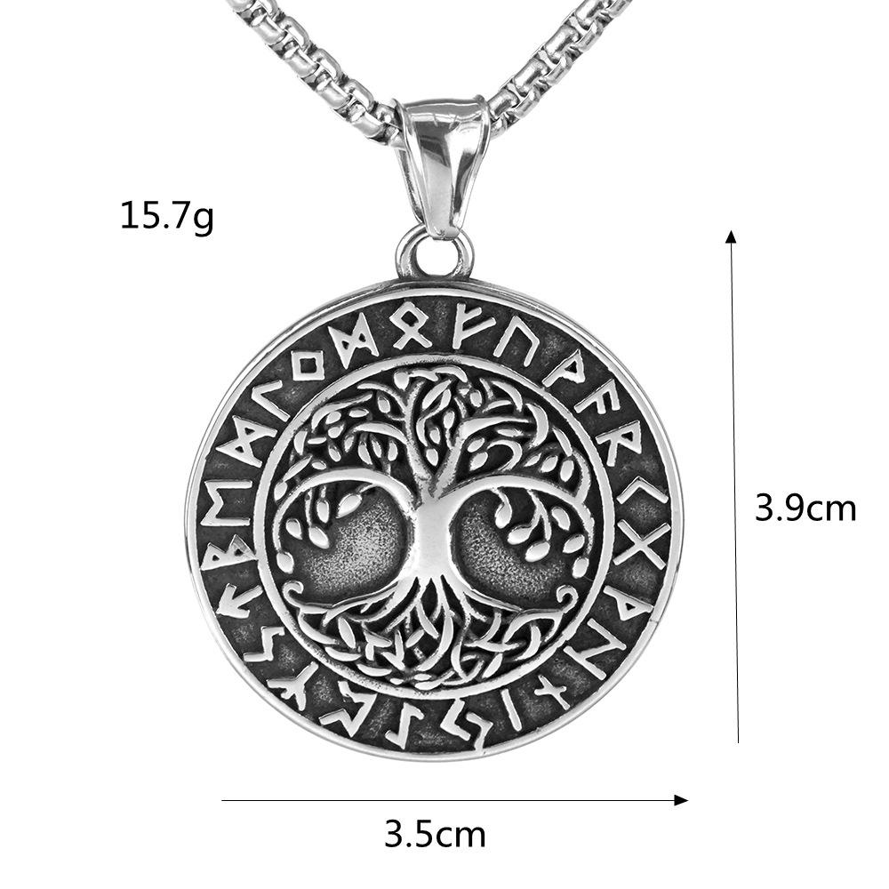 Viking Tree of Life Rune Pendant Necklace Stainless Steel Men's Personalized Jewelry
