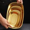 Korean Stainless Steel BBQ Grill Pan Gold/Silver Rectangular Tray for Hot Pot Nordic Dish for Meat Seafood Sushi