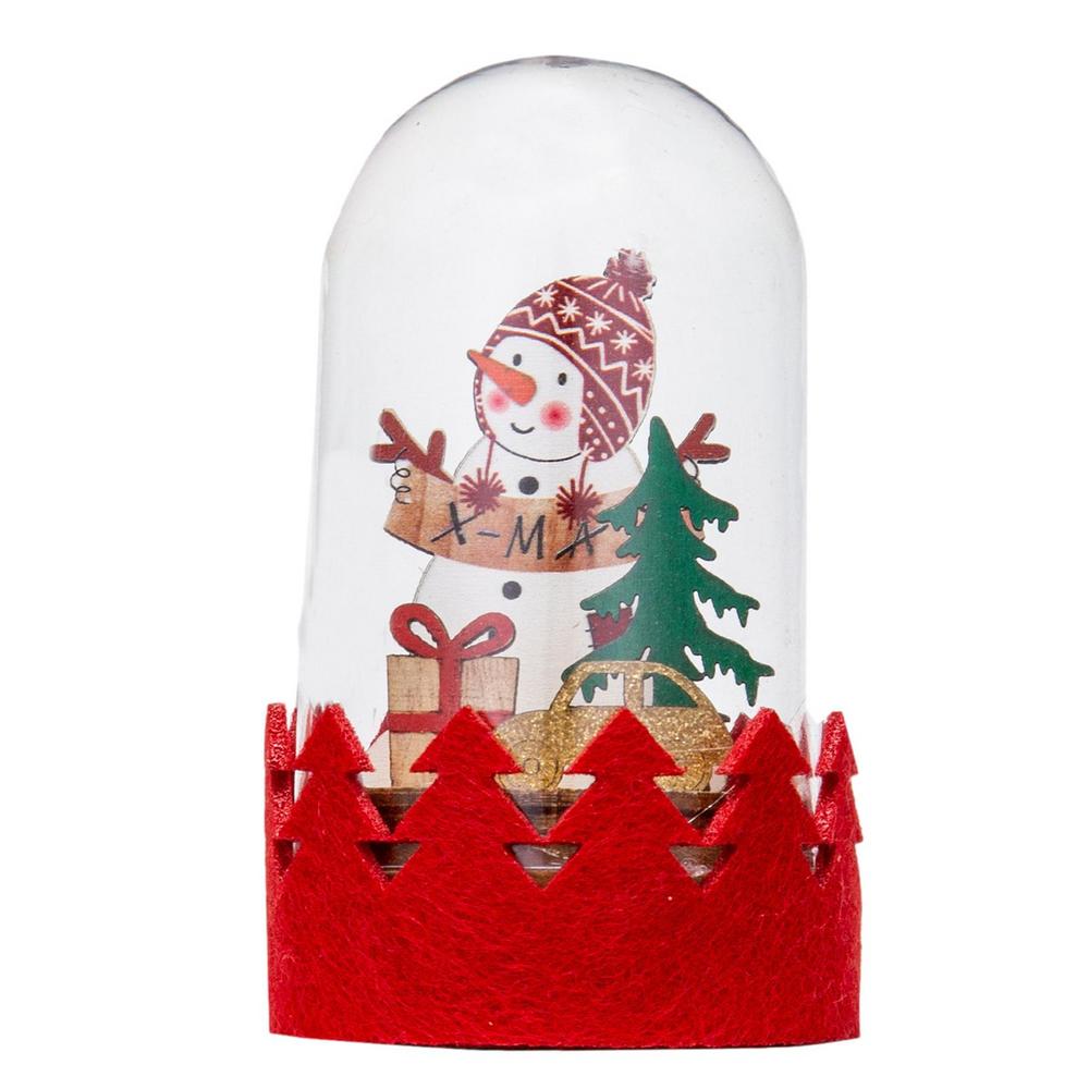 Christmas Glass Ball Decorative Miniature Nutcracker Snowman Globe LED Glowing Wooden Ornament Kids Xmas Snow Globe Gifts