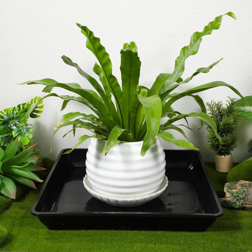 2 Stück Quadratische Blumentopfschalen Schwarze Kunststoff-Pflanzenschalen Garten-Topf-Wasserauffangschalen Bonsai-Platten Garten-Wasserschalen