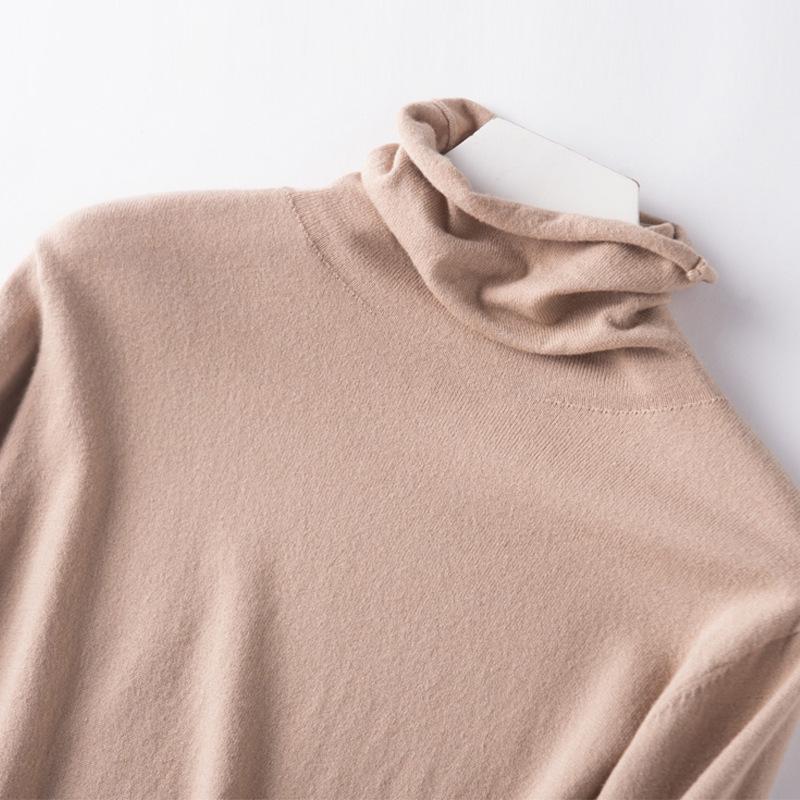 Women's Plus Size High Neck Turtleneck Pullover Sweater – Slim Fit, Thick, Pure Color, Autumn/Winter.