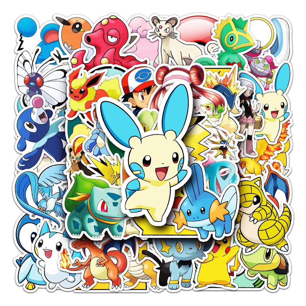 50 Cartoon Pokemon Graffiti Stickers for Laptop, Suitcase, or Car