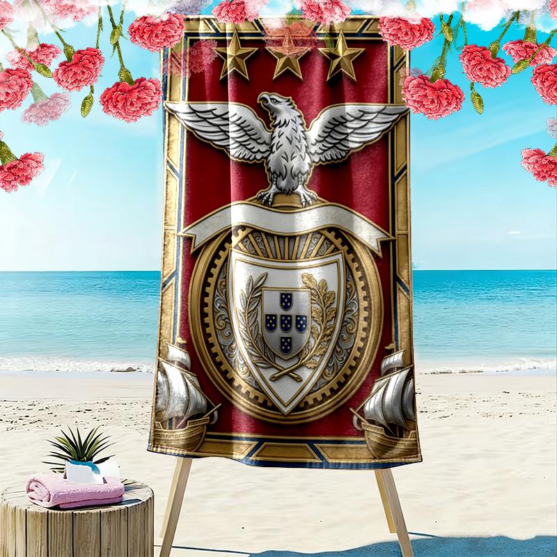 Portugal National Team Emblem Beach Towel Outdoor Camping Portable for Travel Quick-drying Swim Towel Absorbent Bath Towel Seaside Fashion