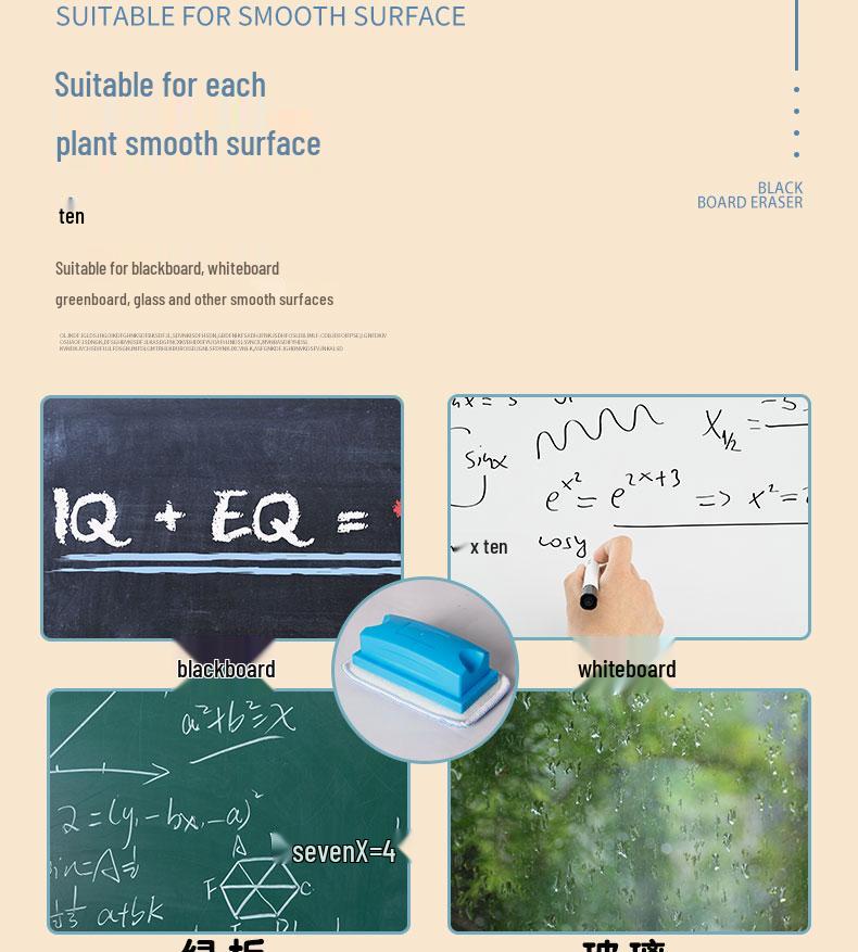 Water-Soluble Dustless Chalk & Board Eraser – Black for Whiteboards, Blackboards, and Drawing Boards.