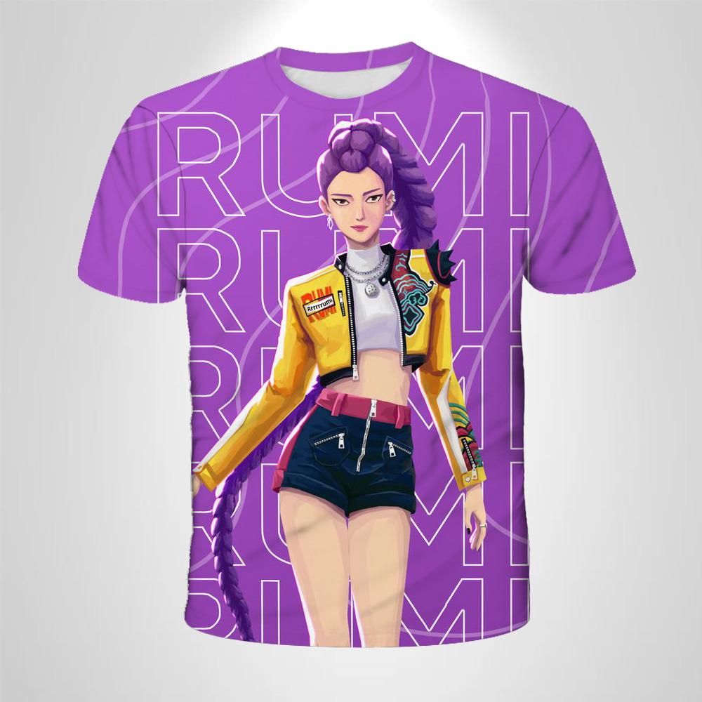 2025 Movie KPop Demon Hunters T-shirt Summer Short Sleeve Tee for Casual Loose Girl Boy Graphic Printed Tops