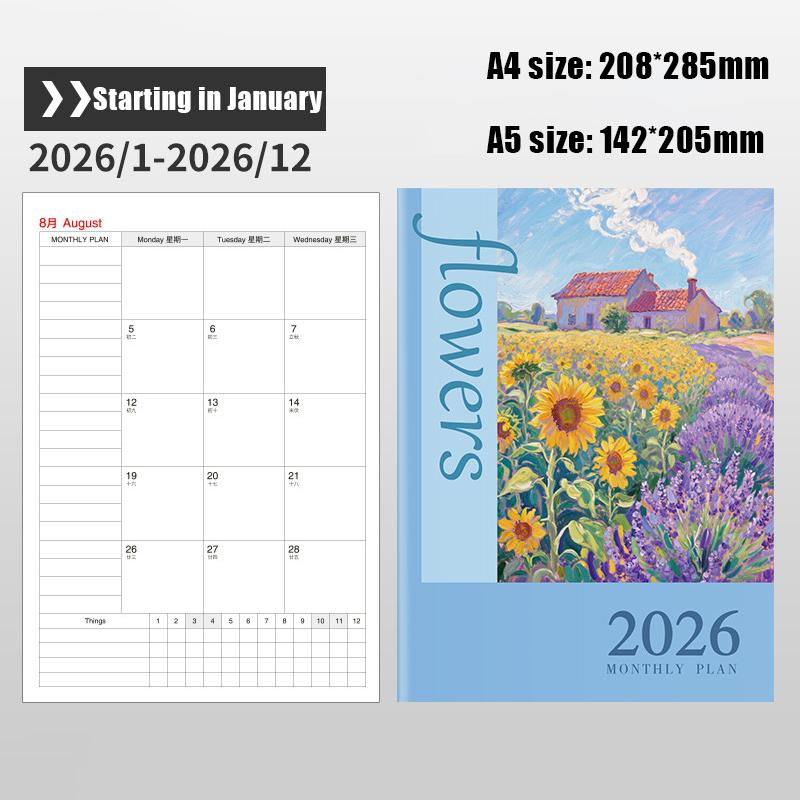 2026 Calendar Planners Yearly 365 Days Efficiency Notebooks Monthly Diary Journals Weekly Goal Habit Tracker Agenda Schedules
