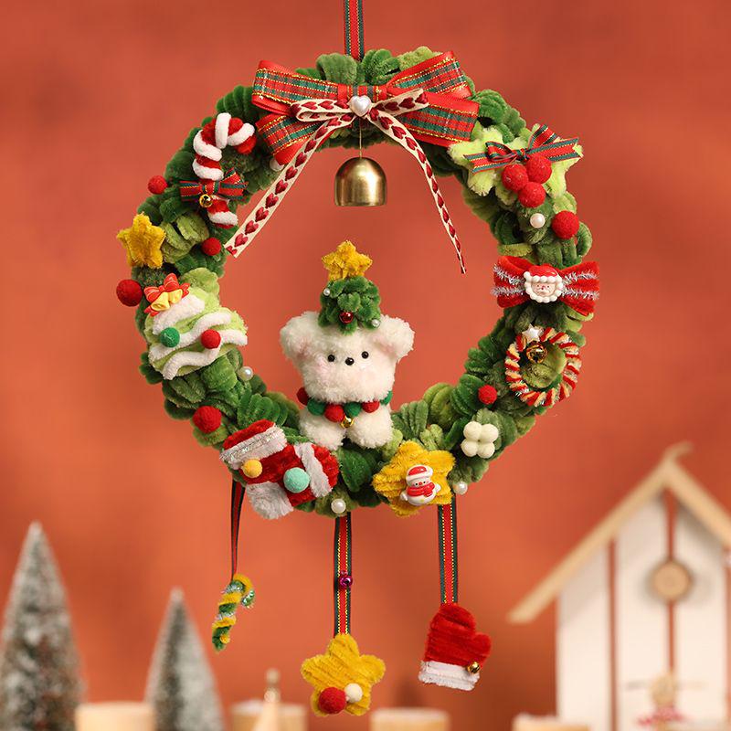 Handmade Chenille Stem Christmas Wreath Ornament - DIY Holiday Gift Hanging Decoration