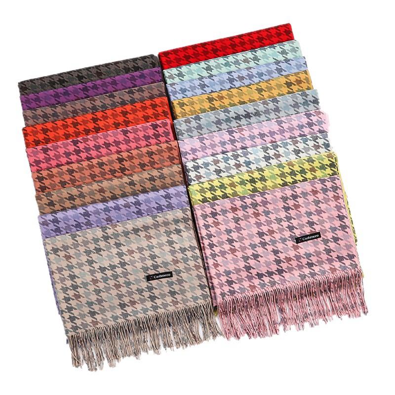 Houndstooth Scarf for Women Winter High End Cotton Printed Scarf  Versatile Men's Shawl  Imitation Cashmere Scarf