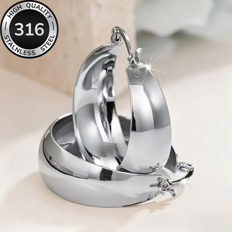 High-Quality Stainless Steel Round Hoop Earrings for Women - Fashionable and Versatile Ear Accessories