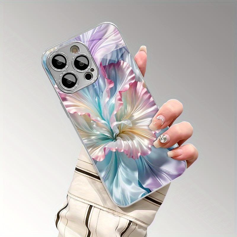 Coque Électrodéposée Imprimé Fleur de Soie Dégradé de Couleur Romantique de Luxe Pour iPhone 17 16 Pro Max 15 14 Plus 13 12 16E 17 Air Cover