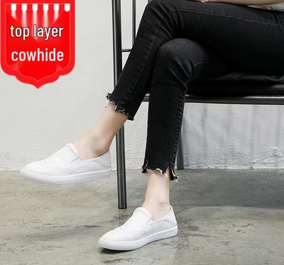 Women's White Cowhide Loafers: Versatile Slip-On Leather Shoes for Spring/Summer 2025