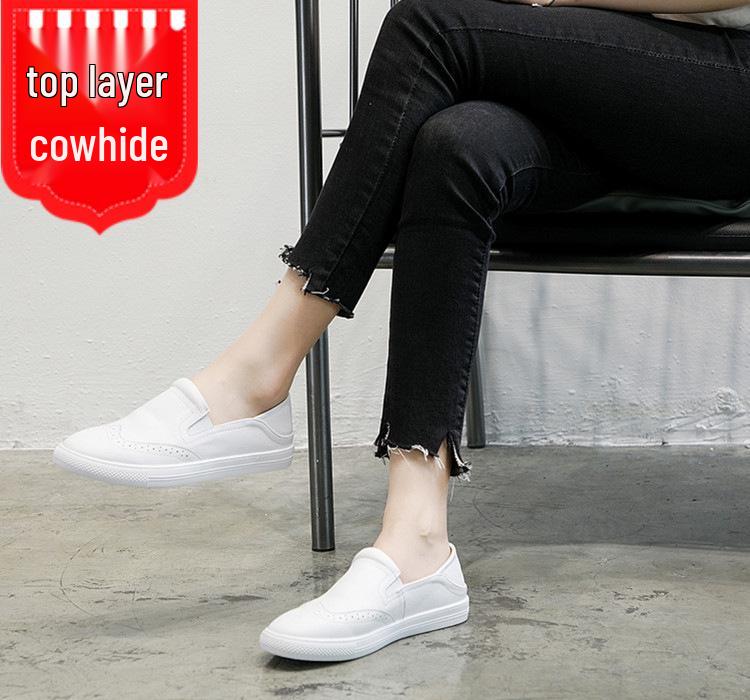 

Женские белые лоферы из коровьей кожи: Универсальная кожаная обувь слипоны на весну/лето 2025 37 белый