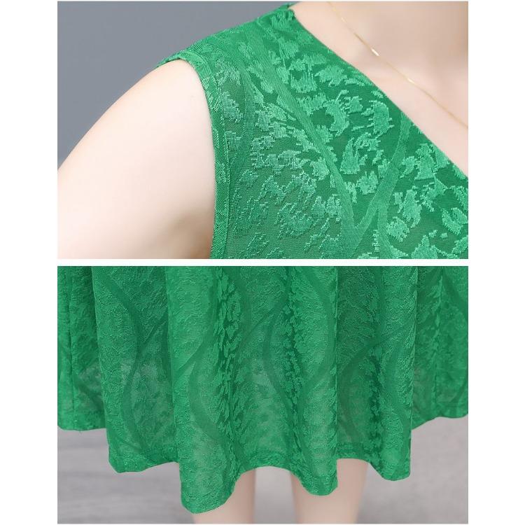 Fashionable V-Neck Sleeveless Dress Elegant Long Vest Dress Breathable Jacquard Fabric Stretchy Summer Dress