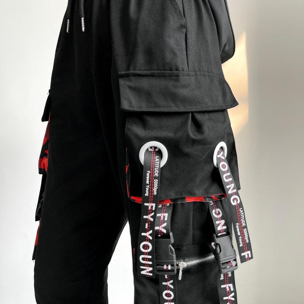 Dámske neformálne nohavice v kórejskom štýle Streetwear Stuhy Tepláky Do členkov Voľné Hip Hop Cargo nohavice