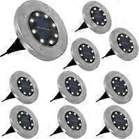 Set of 10 solar discs with LED garden spots to plant