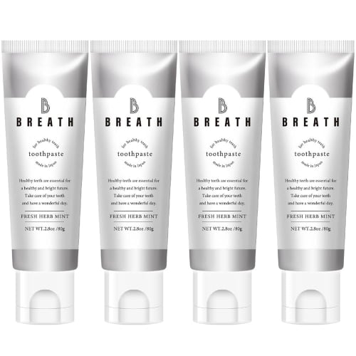B BREATH Toothpaste, 80g, Whitening, Oral Care, Bad Breath Prevention, Set of 4