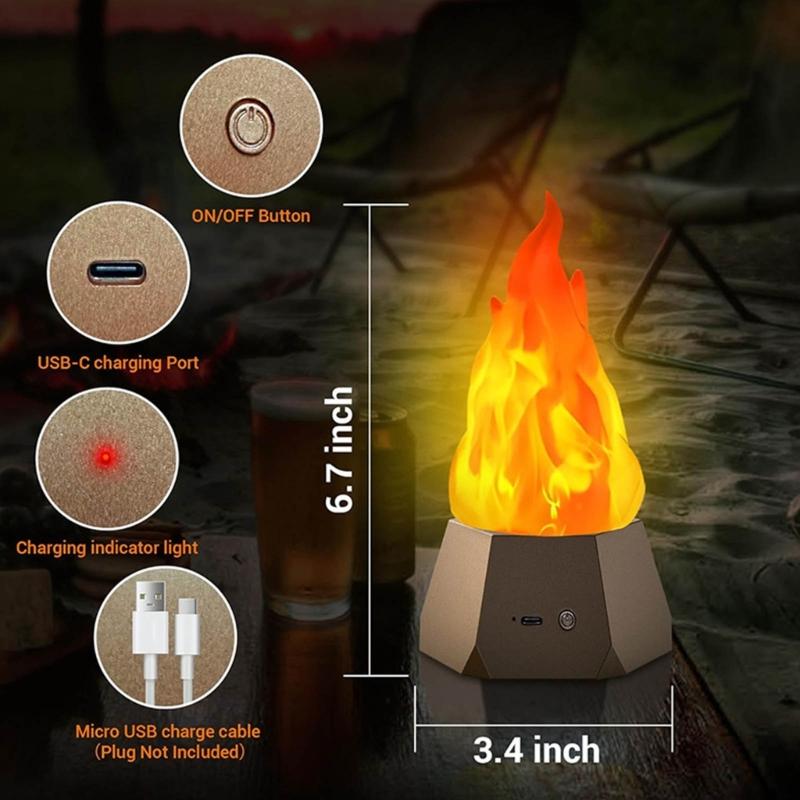 Portable Metal Flame Effect Light Battery Operated Halloween Thanksgiving Decoration For Indoor Outdoors Use
