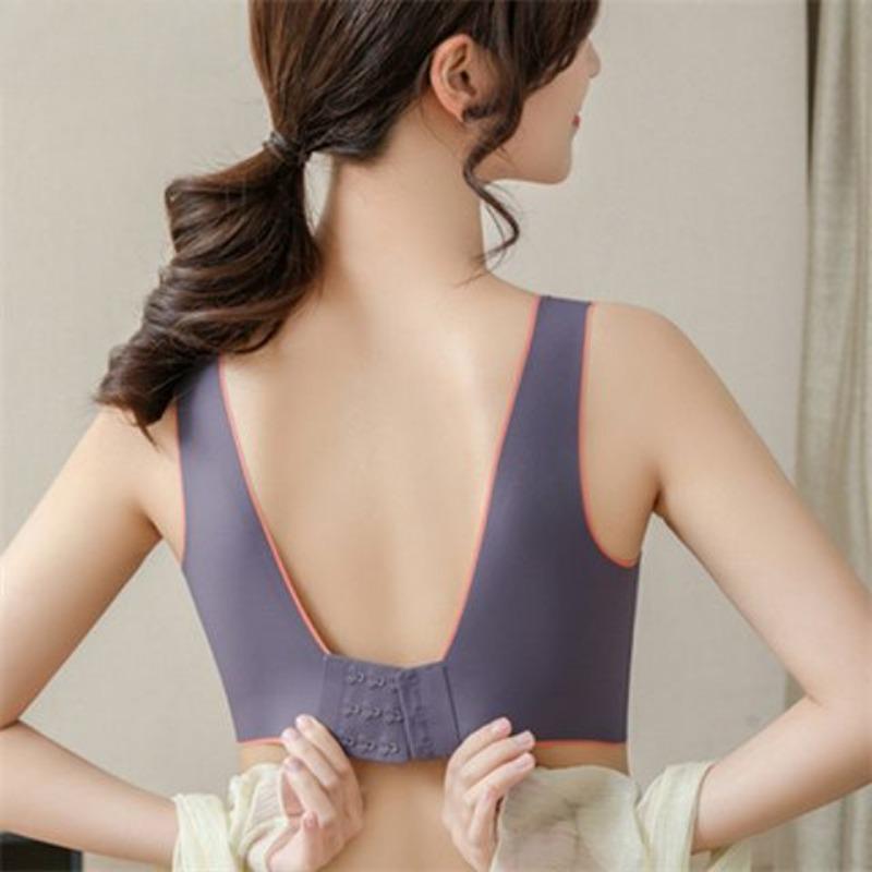 Latex Damen Bügelloser BH Push-Up Seitenboob-Kontrolle Nahtlos Rückenfrei Sport-BH im Tanktop-Stil