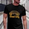 Pittsburgh Logo For City Football Fans Featuring The Iconic Skyline And Team Moto T-ShirtSummer Casual Short Sleeve Tops