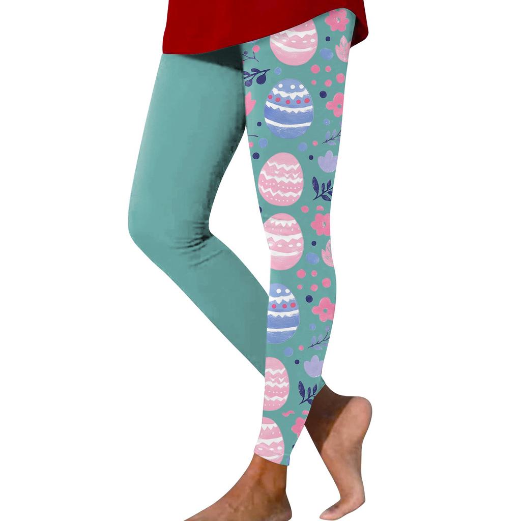 Damskie casualowe i modne spodnie do jogi z elastycznego materiału, dopasowane, z nadrukiem wakacyjnym, w kratę, długość 9 minut