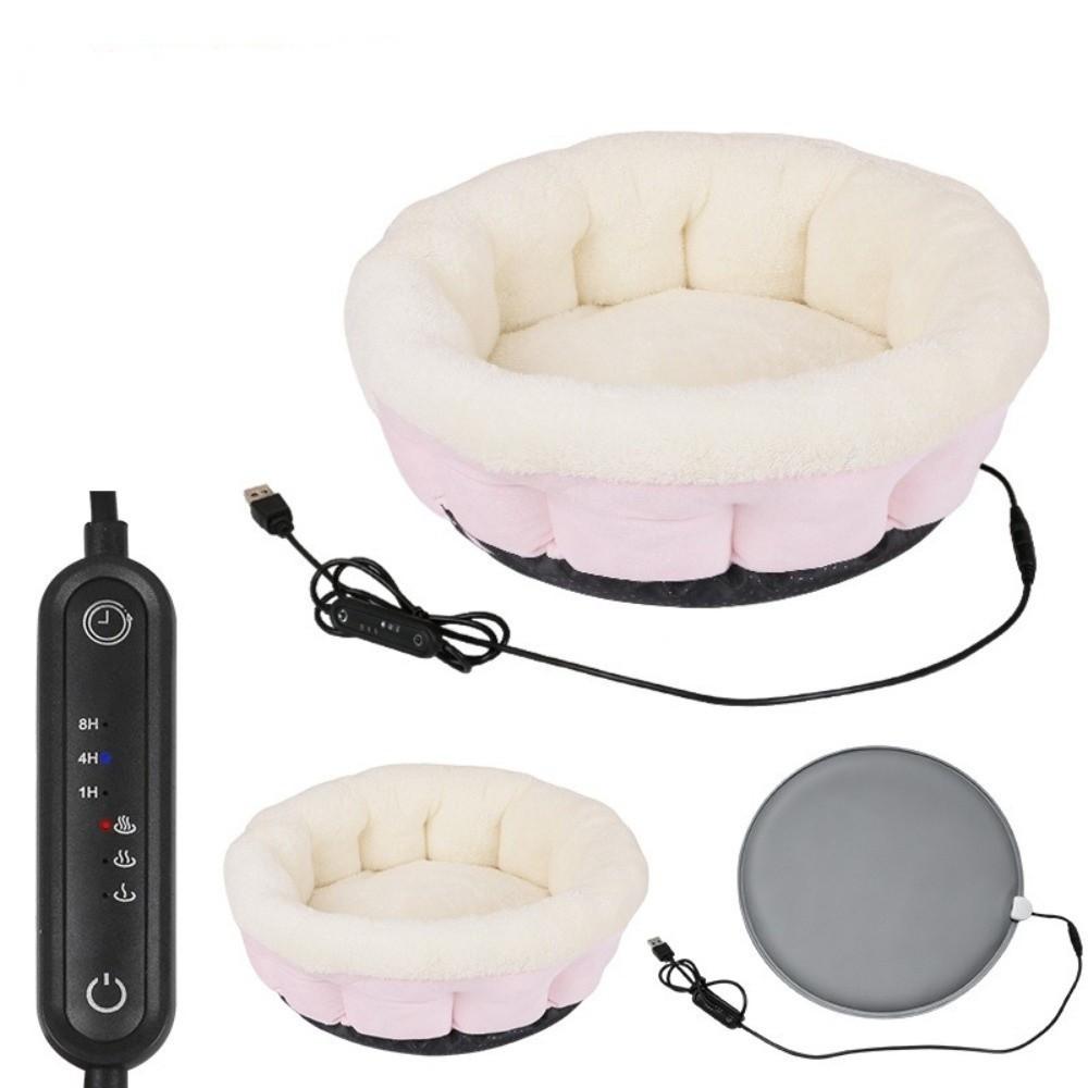 Soft Plush Warm Heated Pet Bed Adjustable Temperature Cat Sleeping Nest for Dogs Cats