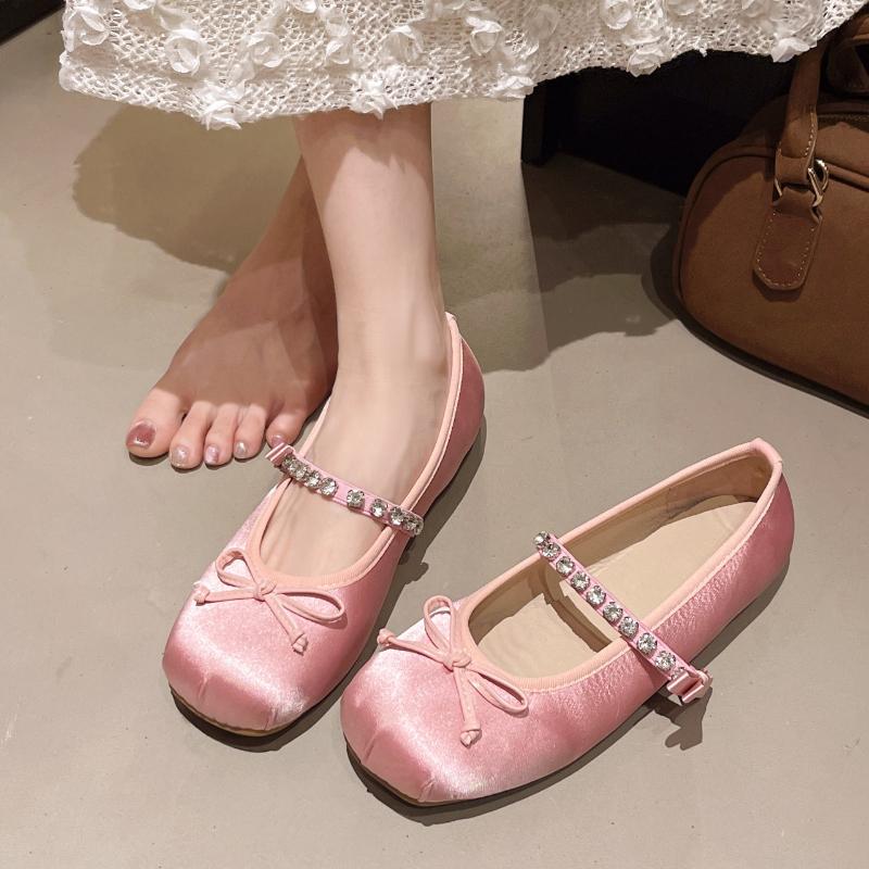 Mode 2025 Neu Innenansicht Damen Mary Jane Schuhe Mode Kristall Damen Flache Schmetterlingsknoten Einzelne Schuhe