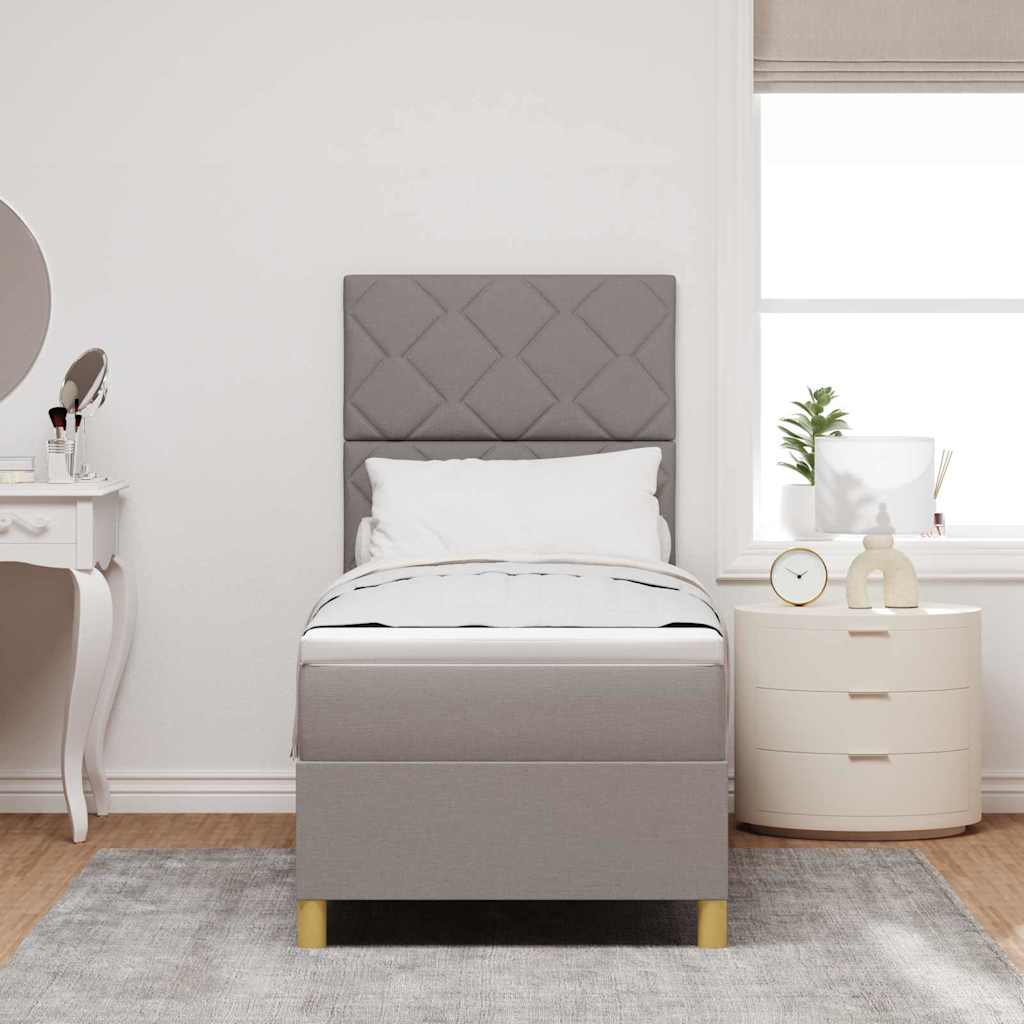 Box Spring Bed with Mattress and Adjustable Headboard Taupe 80 x 200 cm Fabric