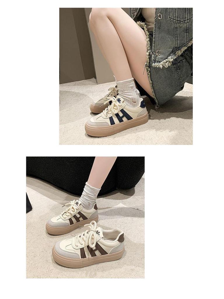 Women's 2025 Retro White Thick-Soled Sneakers: Stylish Height-Increasing Casual Sport Shoes for Summer & Autumn