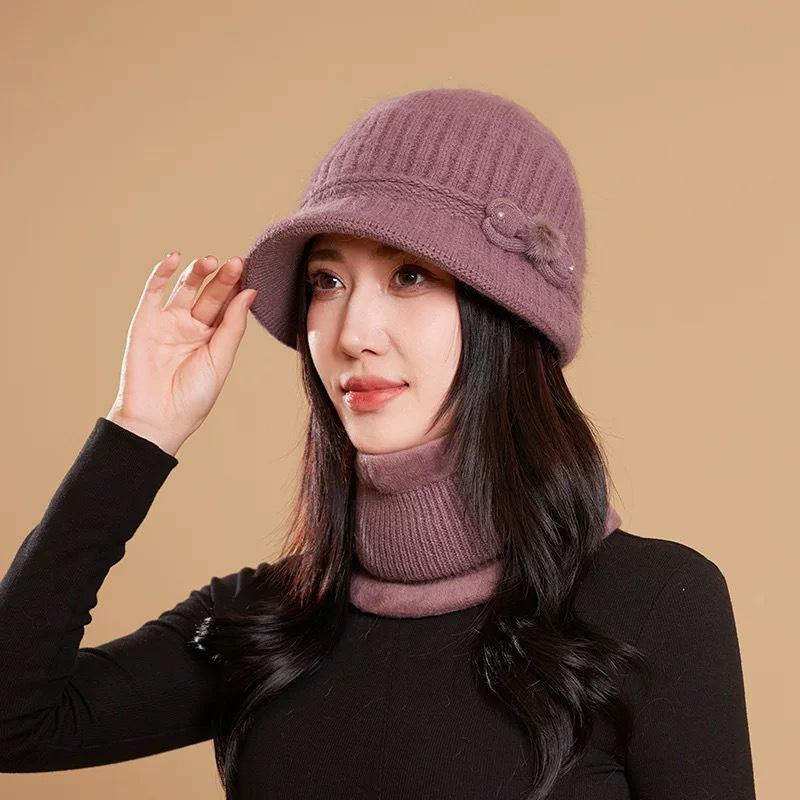 Bucket Hat Autumn Hat Ladies Winter Warm Wool Hat Basin Hat