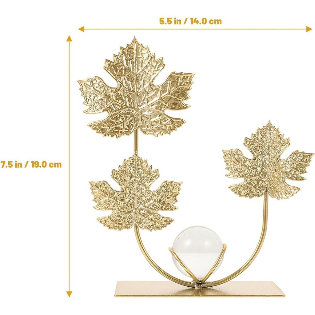 Leaf Sculpture Statue Decor Desktop Ornament Iron Sculptures Art Home Crafts Statues for Living Room Bedroom Office Shelves Decoration(Maple Leaf)