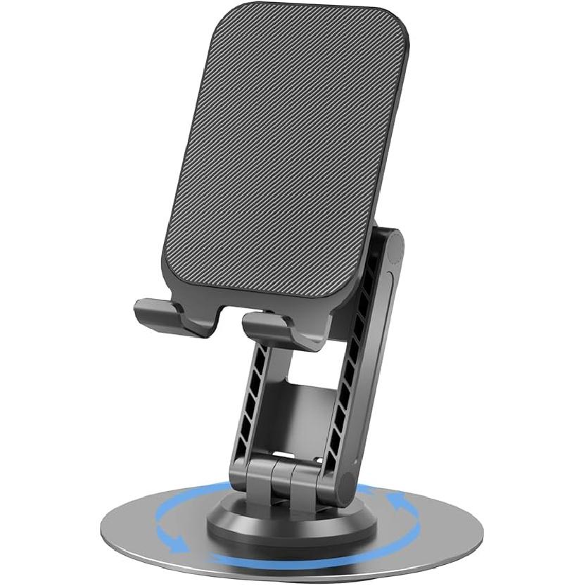 360°Rotating Phone Holder for Desk, Portable & Foldable Cell Phone Stand for Office & Home, Angle & Height Adjustable Tablet Stand for All