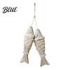 Ocean Inspired Wall Art Rustic Nautical Wooden Fish Decor Coastal Beach Style Hanging Theme Room Decorations Ornament with Fishing Net for