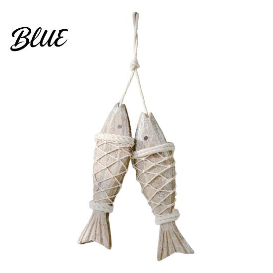 Ocean Inspired Wall Art Rustic Nautical Wooden Fish Decor Coastal Beach Style Hanging Theme Room Decorations Ornament with Fishing Net for
