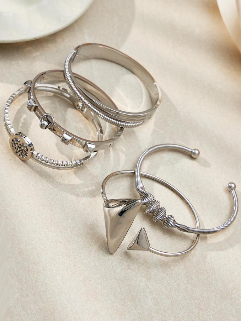 Geometrisches offenes Armreif-Armband aus 18 Karat vergoldetem Edelstahl - Unregelmäßige europäisch-amerikanische Mode mit vielseitiger Persönlichkeit