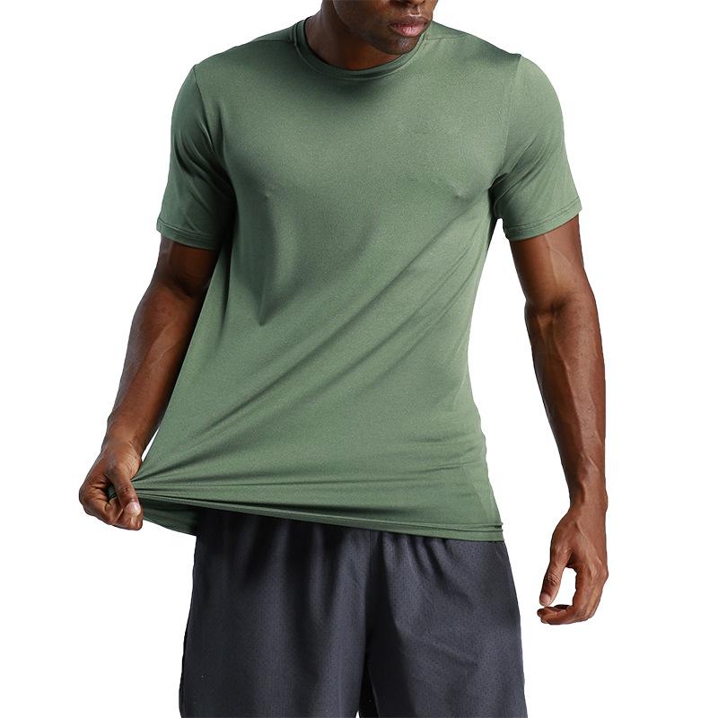 Men's Quick-Dry Ice Silk Running T-Shirt - Solid Color, Short Sleeve, Breathable, Loose Fit