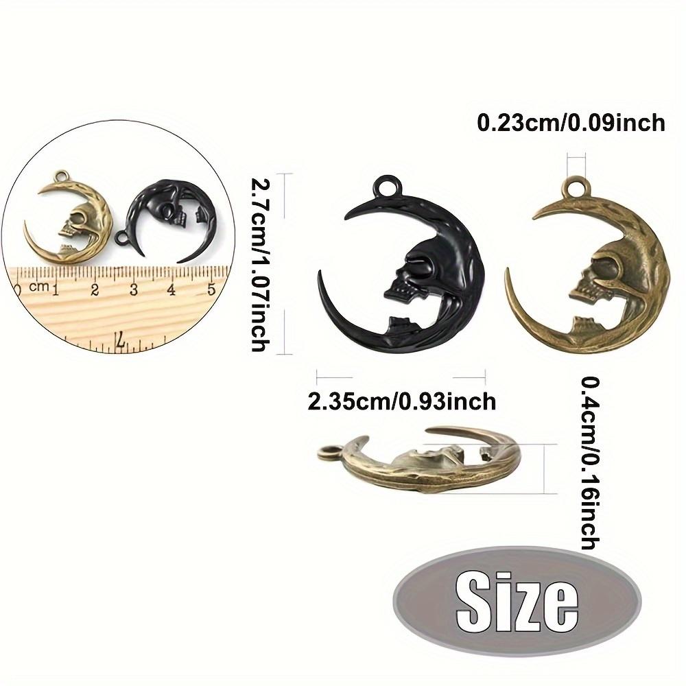 5/10/20pcs Gothic Moon Talisman Skull Pendant Double Crescent Moon Skull Pendant Black DIY Necklace Earrings Keychain Craftsmanship