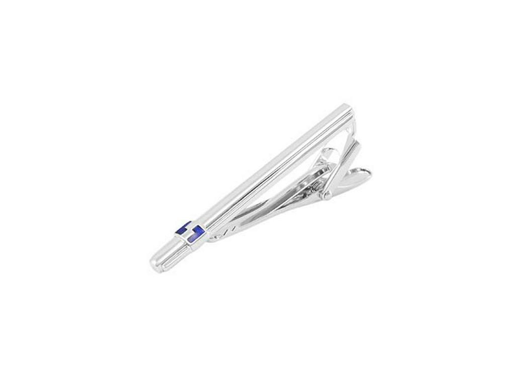 Savage Metal Minimalist Red & Blue Meander Tie Clip and Cufflinks Set