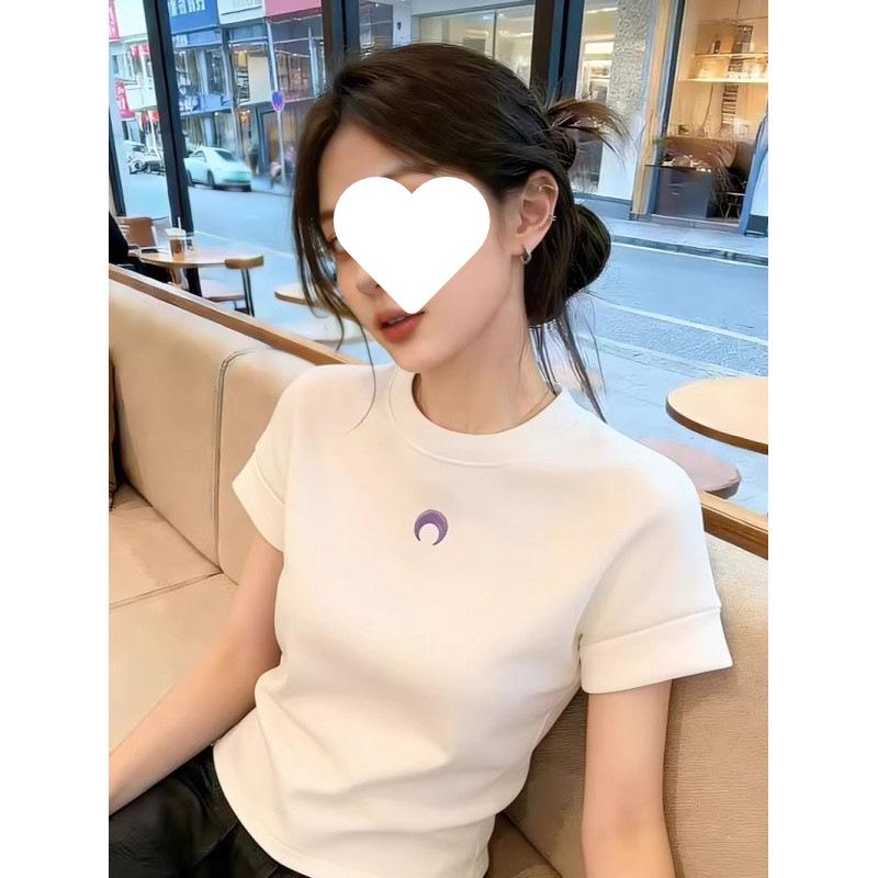 W3T Pure Cotton Women s Embroidered Flower T-Shirt - Summer Short Sleeve XL белый