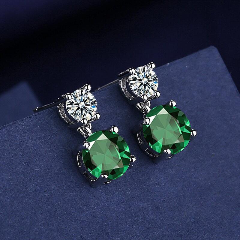925 Silver Geometric Stylish Simple Round Zircon Multicolor Women's Daily Elegance Stud Earrings