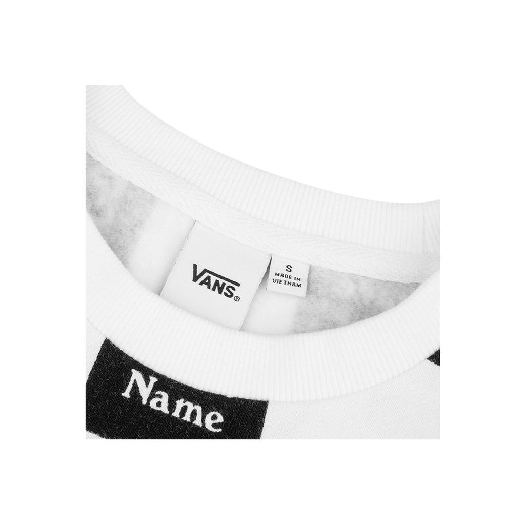 Vans Checkerboard Letter Print Pullover Crew Neck Sweatshirt Women Tops Black White VN0A5LJJ705