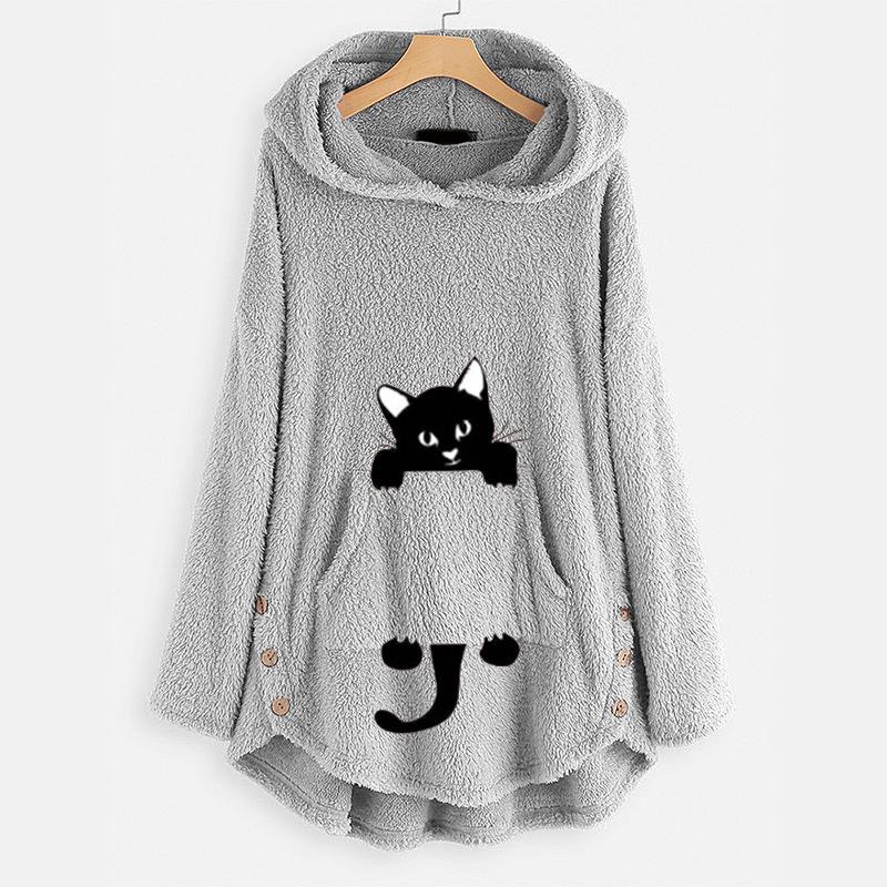Autumn and Winter Women's Hooded Long-sleeved Double-faced Fleece Coat