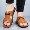 Men Black Leather Slippers Flats Summer Brown Sandals Outdoor White Wide Head Beach Shoes for Father Over Sized 46 47 48