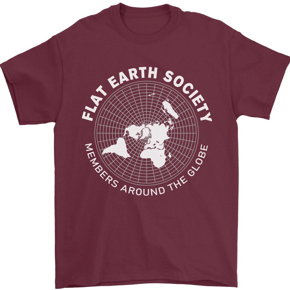 Flat Earth Society Members Around the Globe Unisexs TShirt 100 Cotton S