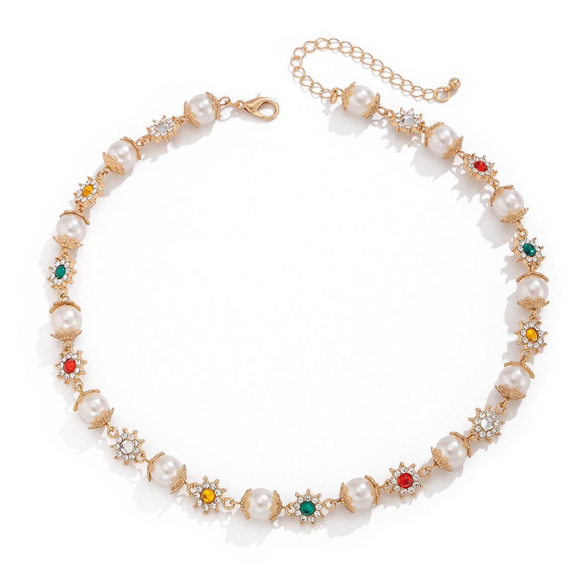 Men and Women Gold Pendant Necklace with Silver Freshwater Oval Beads, Fashionable Freshwater Imitation Pearl Bead Necklace 16.5+2.7inch&fashion золотой