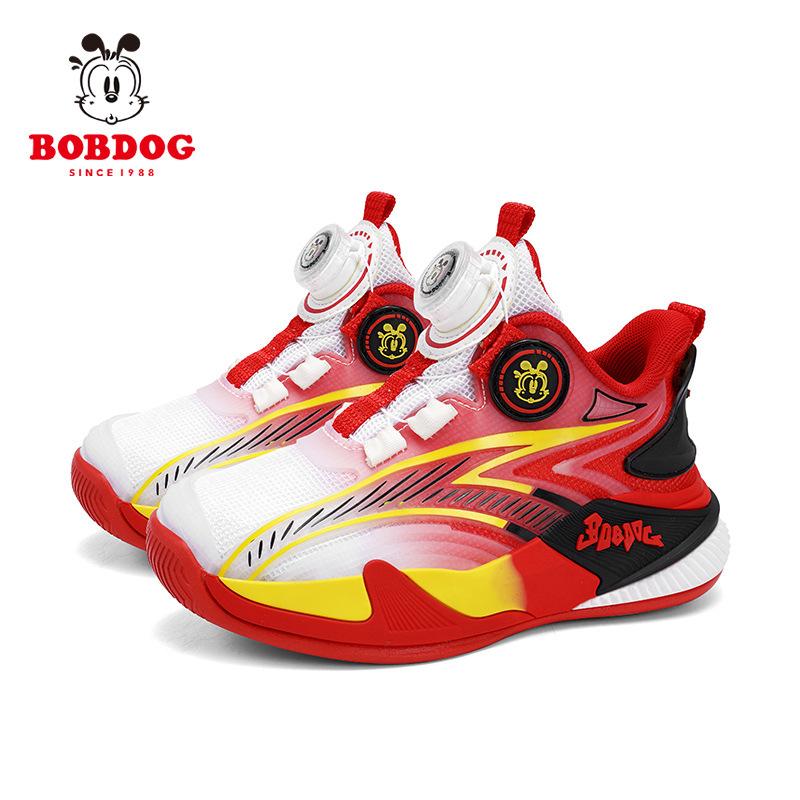 Babu bean boys basketball shoes 2025 spring and summer new classmates rotating button children's sneakers non-slip girls' sports