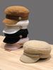 Autumn and Winter Lamb Wool Thickened Warm Flat Top Cap Painter Hat Women's Octagonal Hat