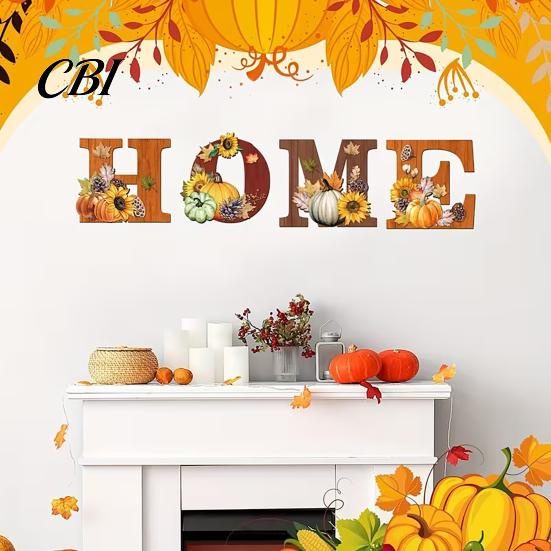 Flexible Letter Wall Decor 4PCS Wooden HOME Sign, with Wood Grain Texture Decor, Split Warm Autumn Atmosphere Design, Rustic Style Hanging for
