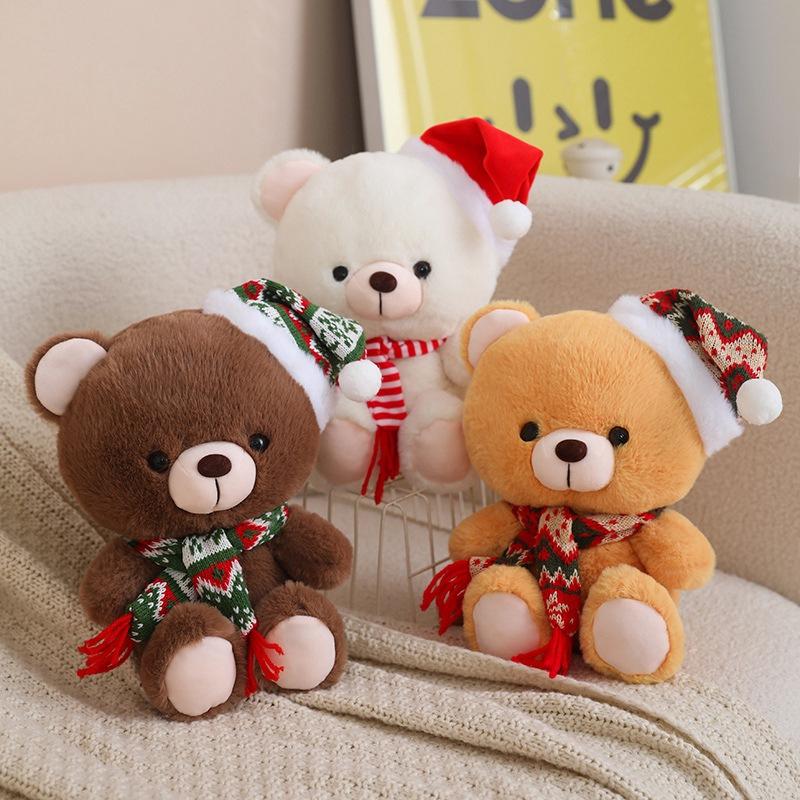 Cute Christmas Hat Bear Doll Plush Toy Teddy Bear Hug Bear Doll Children's Rag Doll Christmas Gift